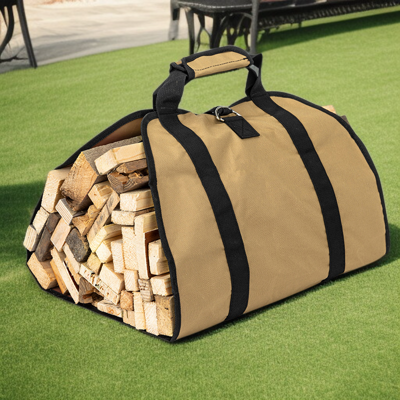 Heavy duty firewood carrier bag with handles