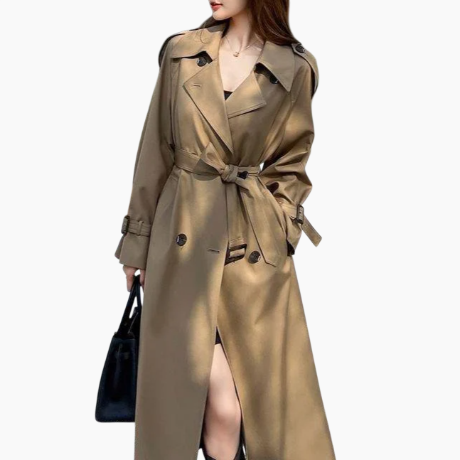 여성 가을 가볍고 럭셔리한 주름 롱 트렌치코트 영원한 무릎에 무릎까지 오는 무릎 트렌치코트 날씬해 보이는 하프 트렌치코트