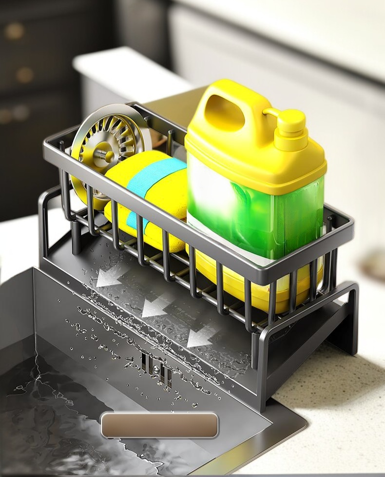 Durable kitchen drain basket holding fresh produce