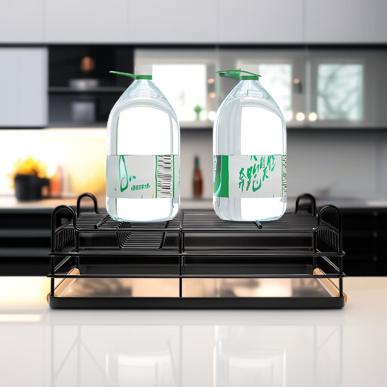 Wielofunkcyjny stojak na naczynia z półką do przechowywania