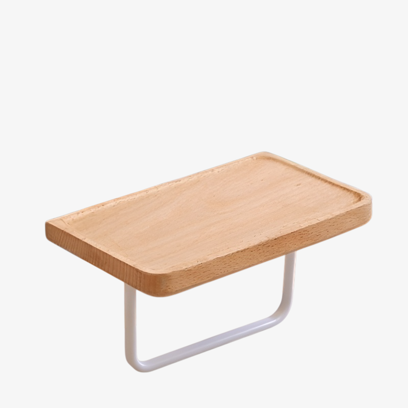 Soporte para papel higiénico de nogal con estante para móvil y almacenamiento para baño