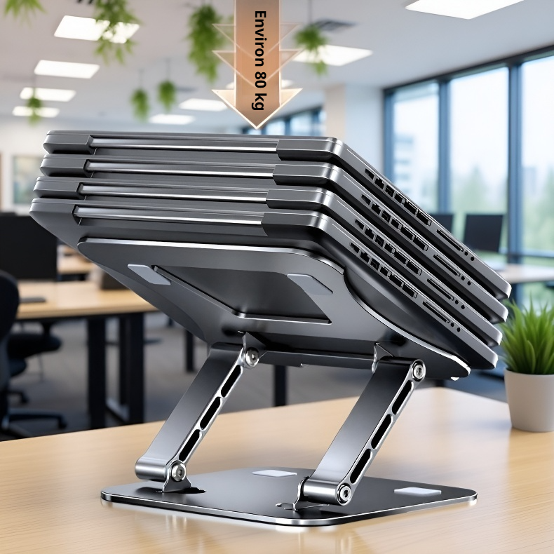 Support d’ordinateur en acier carbone, pliable, surélevé, pour bureau, avec ventilation