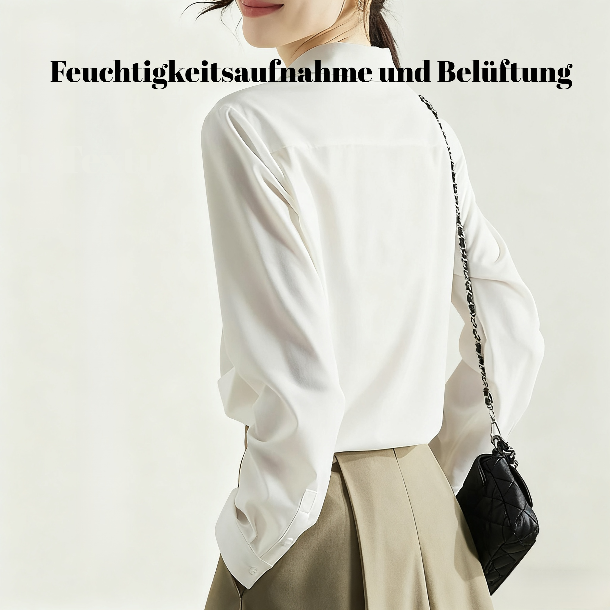 Einfarbige koreanische Damenbluse mit langen Ärmeln