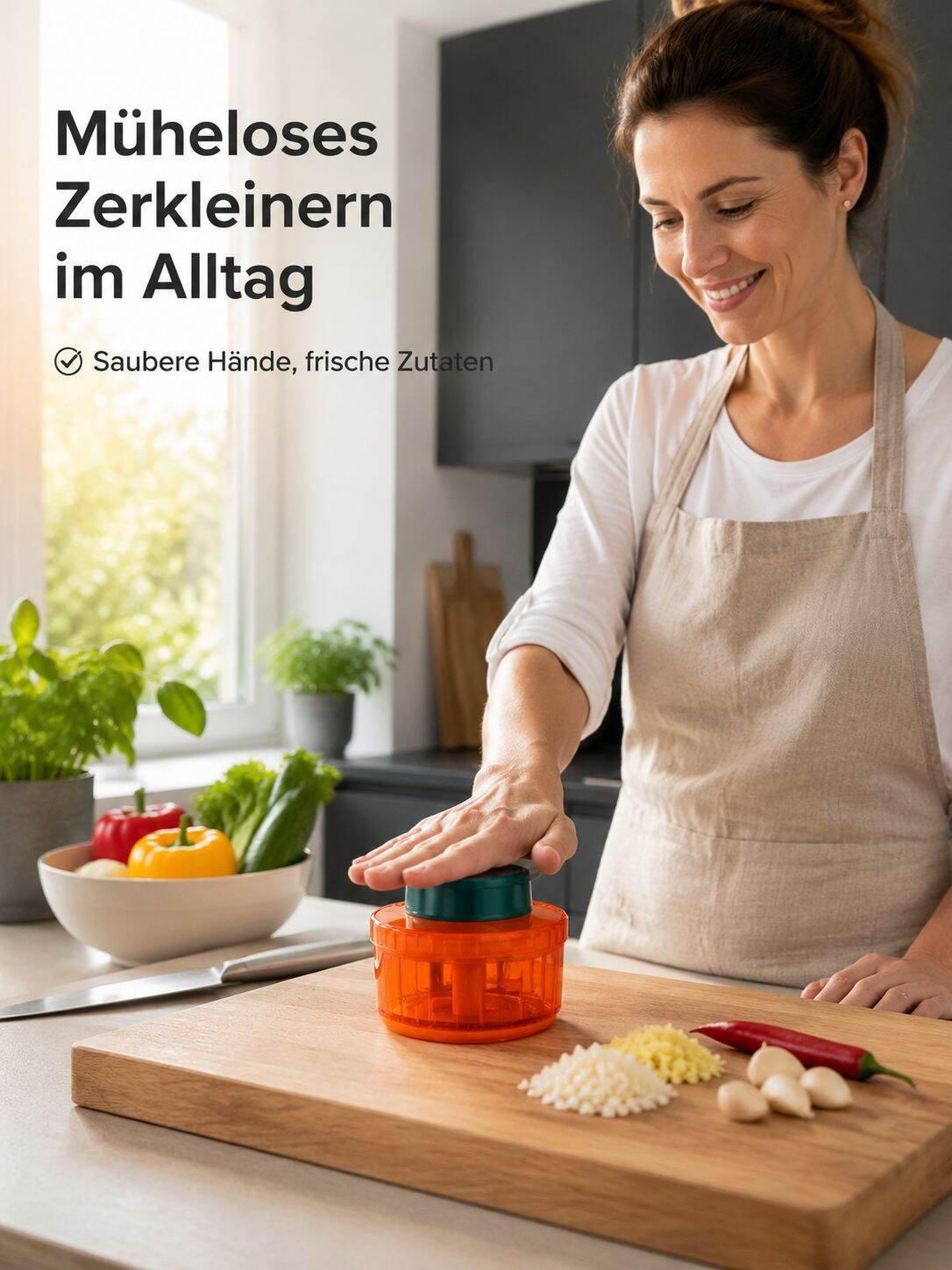 Manueller Knoblauchzerkleinerer, innovativer Pressbehälter für die Küche