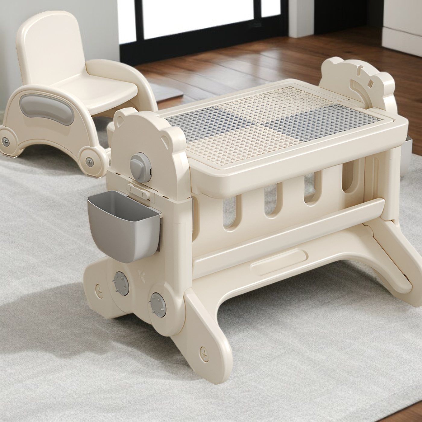 ブロック収納テーブルと椅子のセット