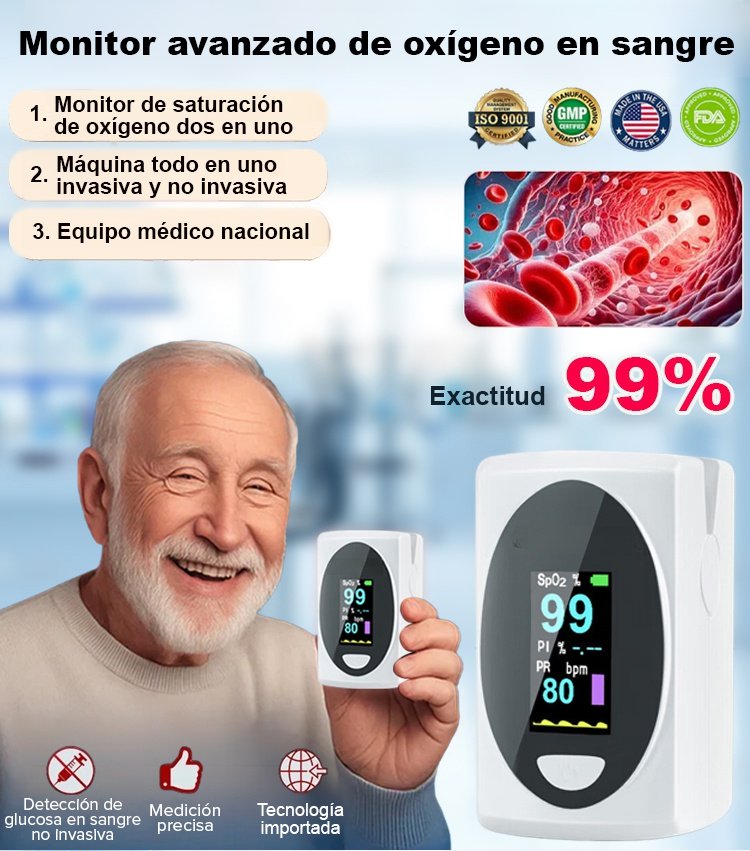 【Precisión del 99%】Monitor avanzado de oxígeno en sangre