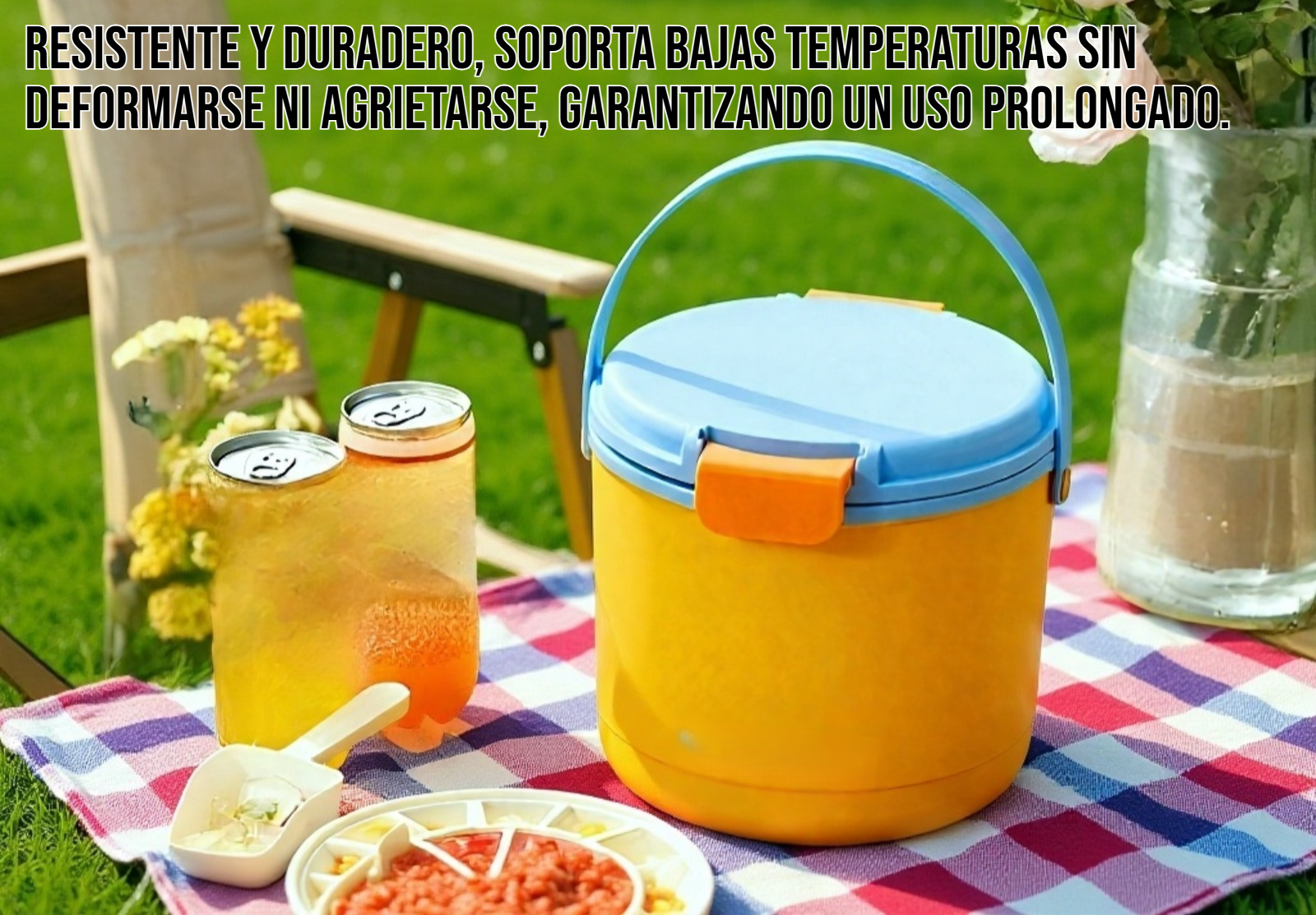 Cubo de hielo portátil de calidad alimentaria en cocina moderna