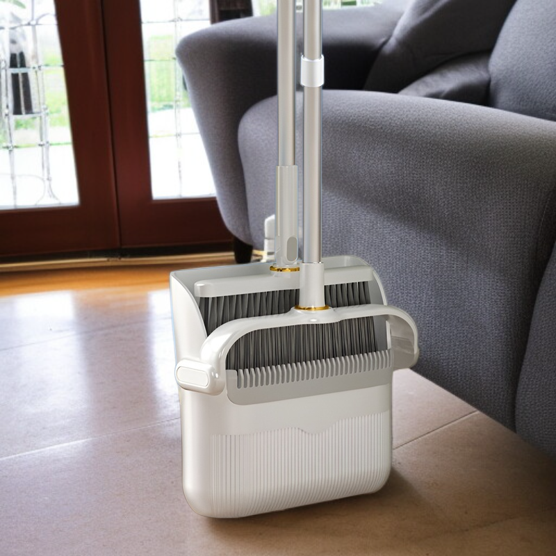 完璧な家庭用ほうきちりとりセット 太くなった長い柄の柔らかい毛の多機能掃除用具