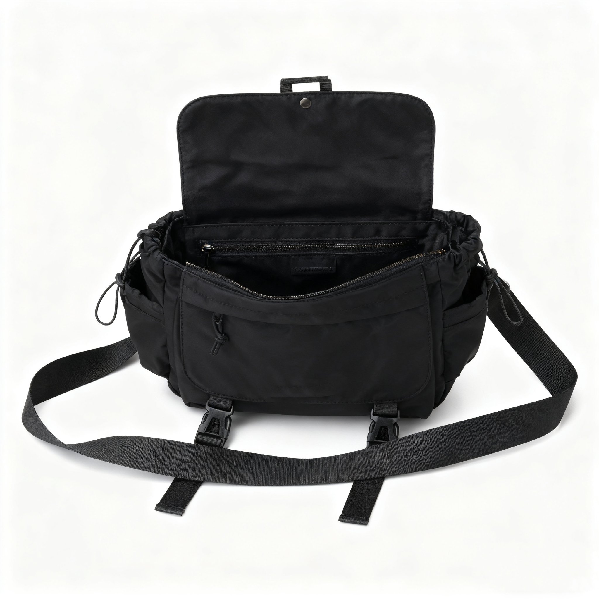 Stylová černá taška přes rameno ve studentském stylu