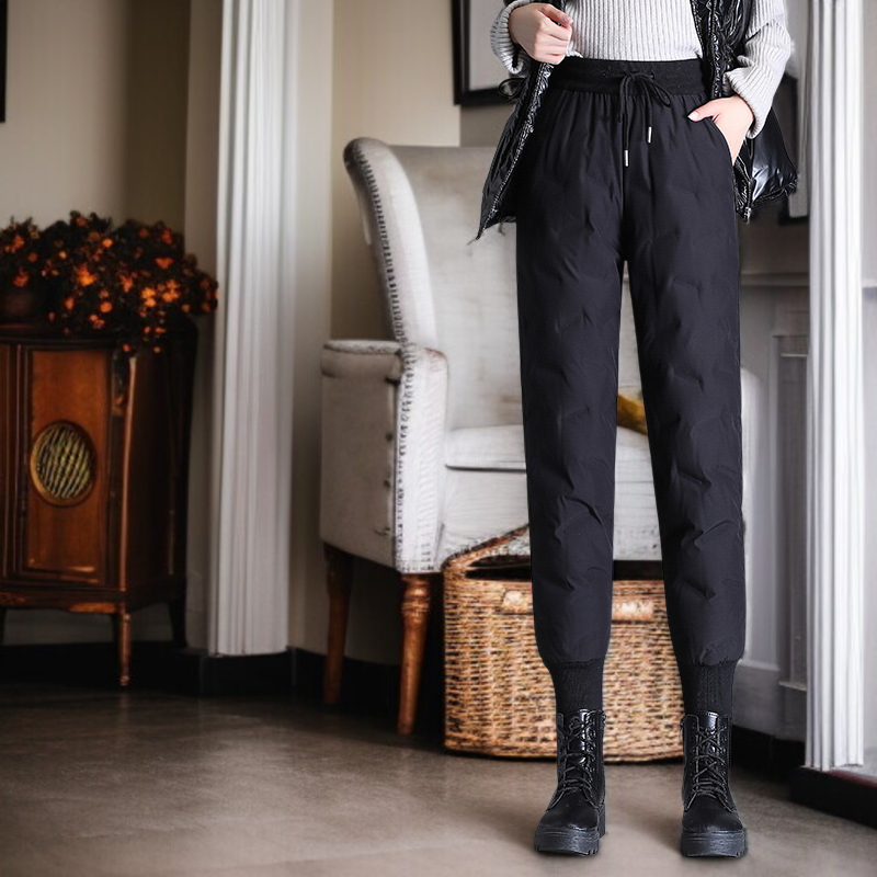 腰が高くて痩せているダウンパンツ冬保温レジャータイプのアウトドアスポーツ白鴨パイル綿ズボンゆるいファッションダウンパンツ