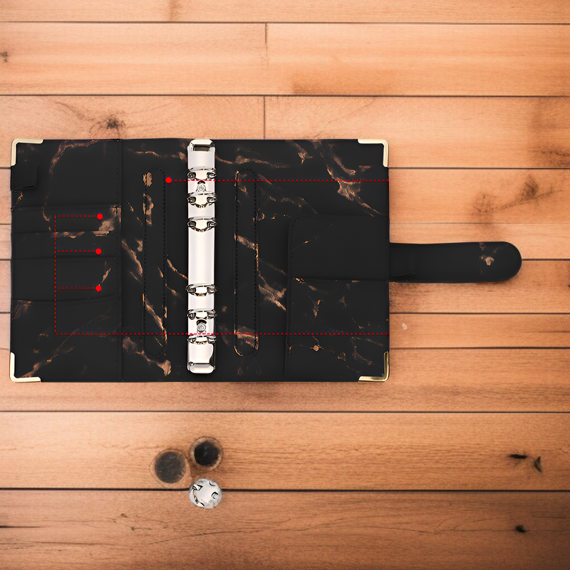 大理石模様A6活頁手帳 PUレザー予算ノート 現貨・高品質記帳本
