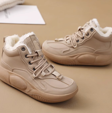 【가벼운 다리 만들기】리얼 가죽, 안감, 미끄럼 방지 키높이, 워머부츠굽