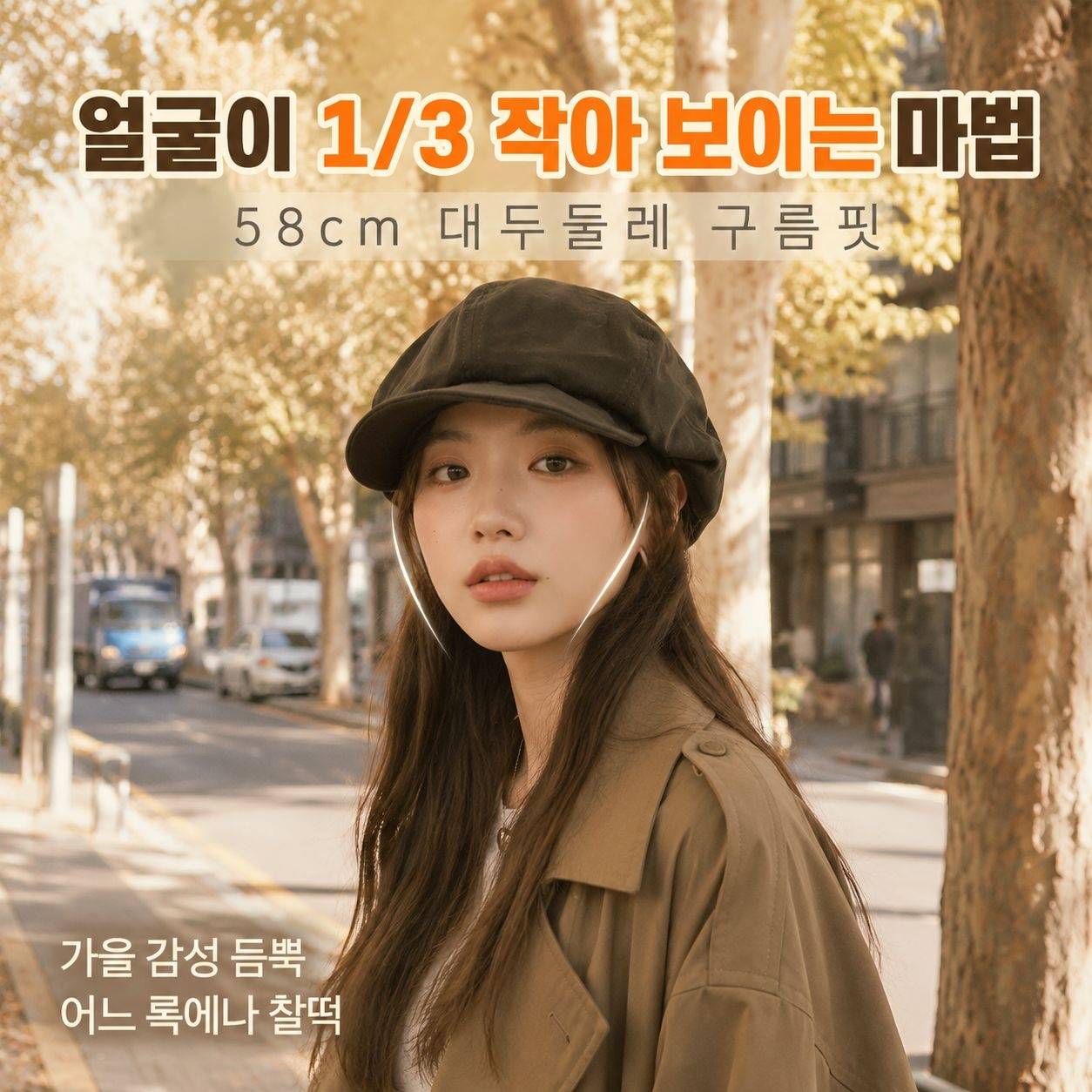 큰 머리 여성용 일본 레트로 베레모, 얼굴형 보정