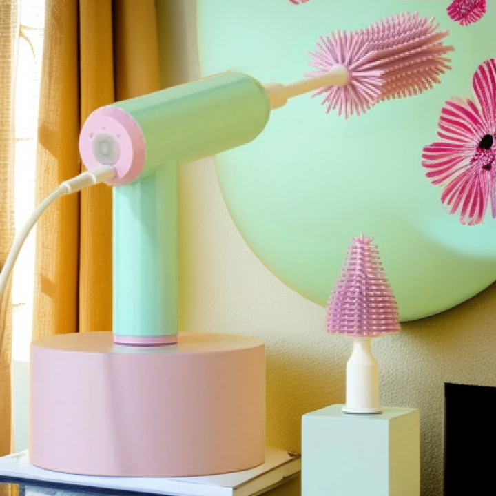 แปรงซิลิโคนไฟฟ้าสำหรับทำความสะอาดขวดน้ำและแก้ว หมุนได้ 360 องศา