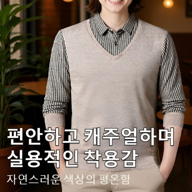 남성용 레이어드 스타일 기모 셔츠 정면 이미지