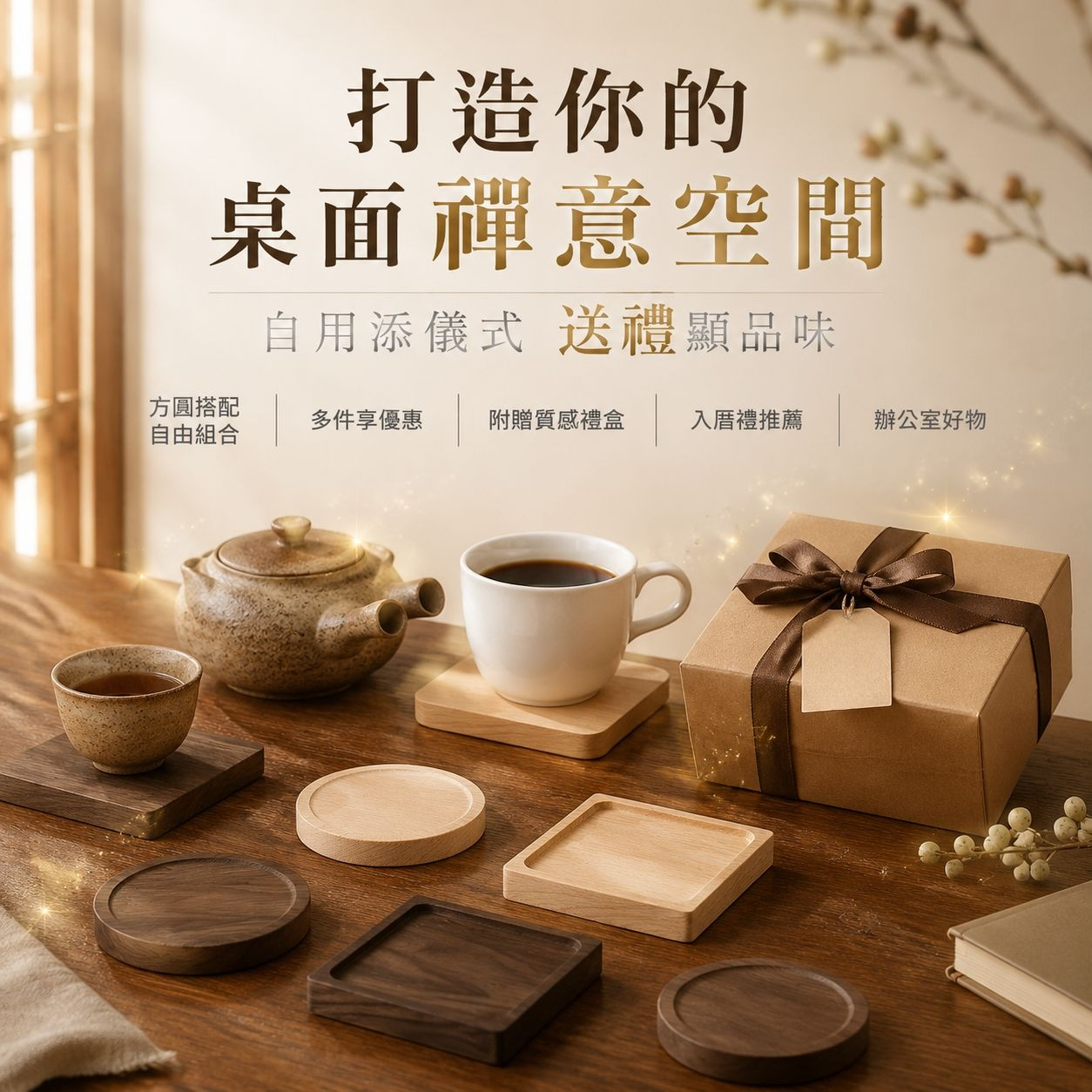 黑胡桃木隔熱杯墊 實木茶杯墊