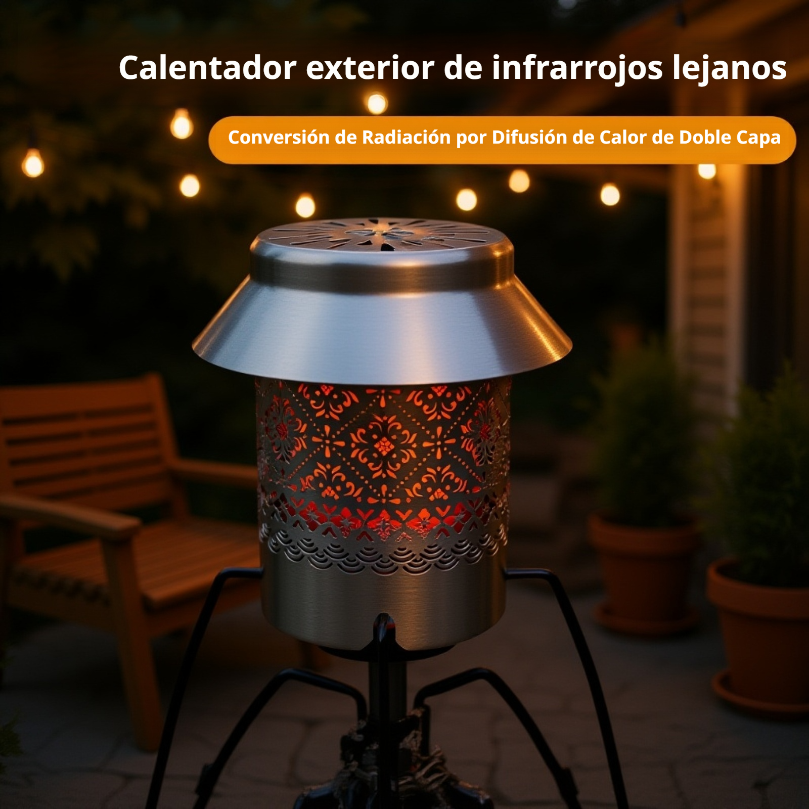 Calefactor de acero inoxidable portátil para camping al aire libre