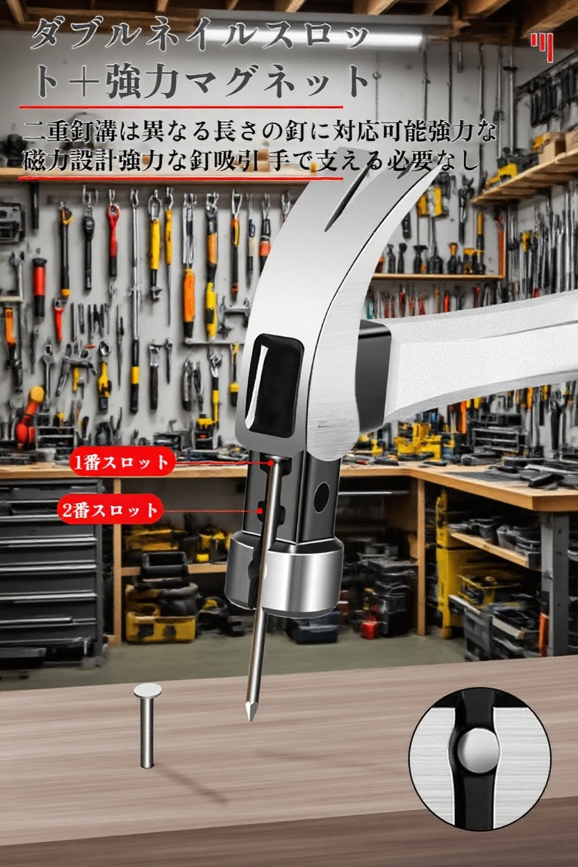 プロ仕様の一体型羊角ハンマー使用イメージ