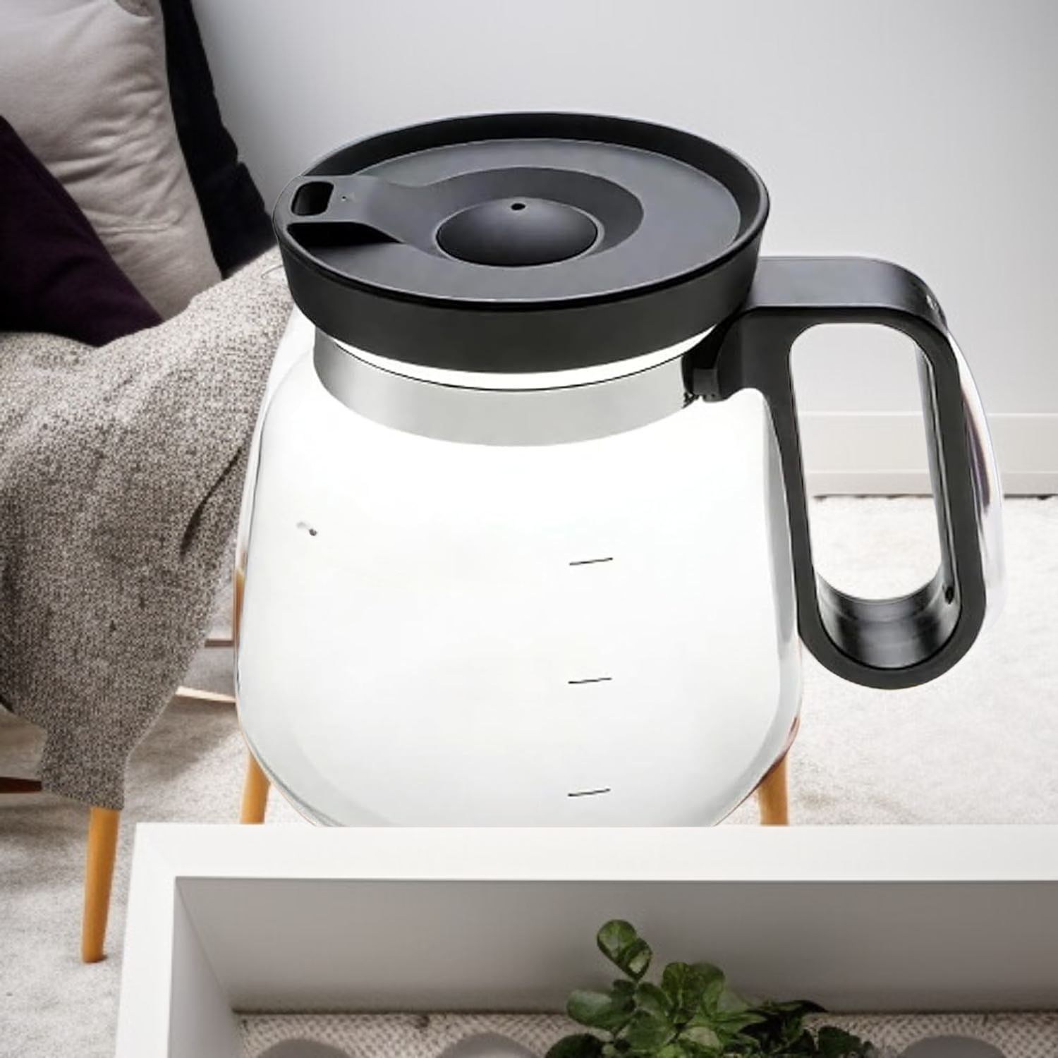 كوب قهوة على شكل إبريق، زجاجي مقاوم للحرارة، سهل الحمل والتنظيف