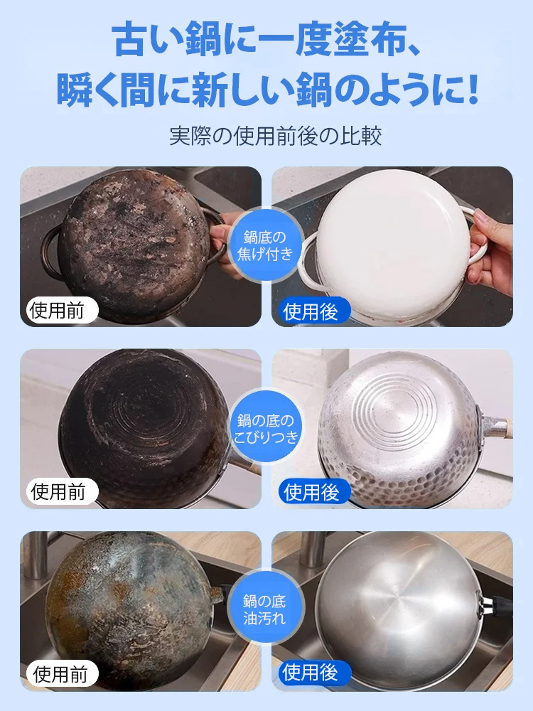 鍋底の黒ずみを落とす多機能クリーナー
