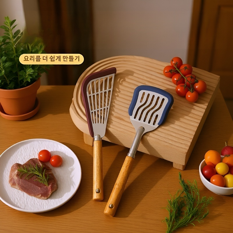 가정용 304 스테인리스 주걱 원목 손잡이 스테이크 생선구이 주방용품 실리콘 끈적임 냄비 주방용품 주걱