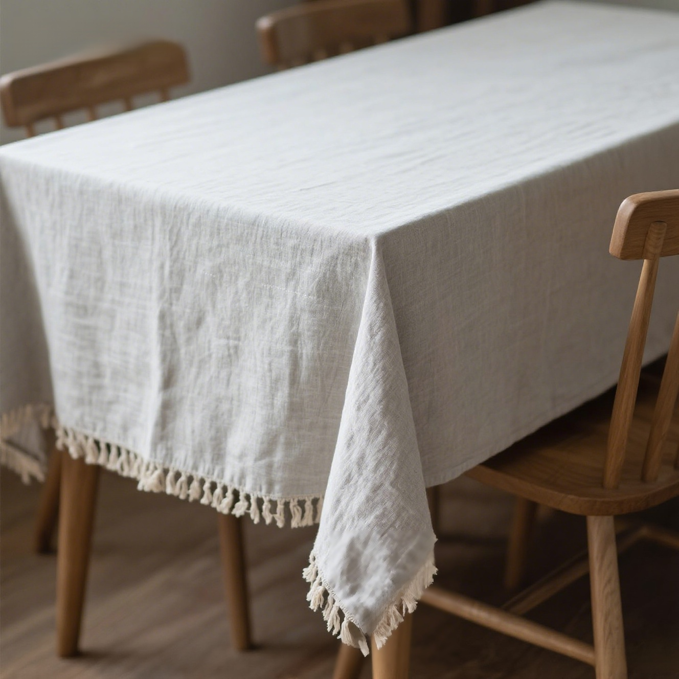 Solid color cotton and linen tablecloth