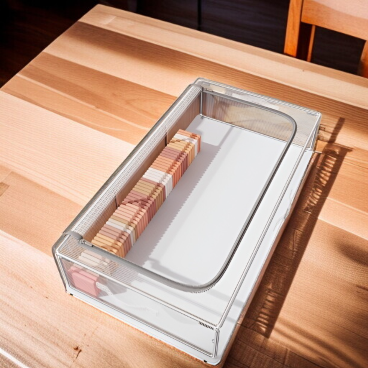 Flat, moisture-proof, large-capacity under-bed storage box with wheels; suitable for organizing clot
