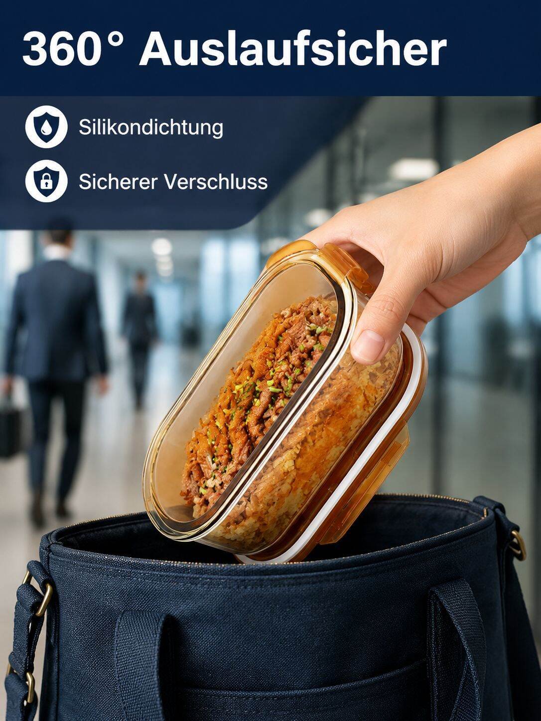 -[Must-have für den Fettabbau] Bernsteinfarbene, hochhitzebeständige Lunchbox mit hohem B