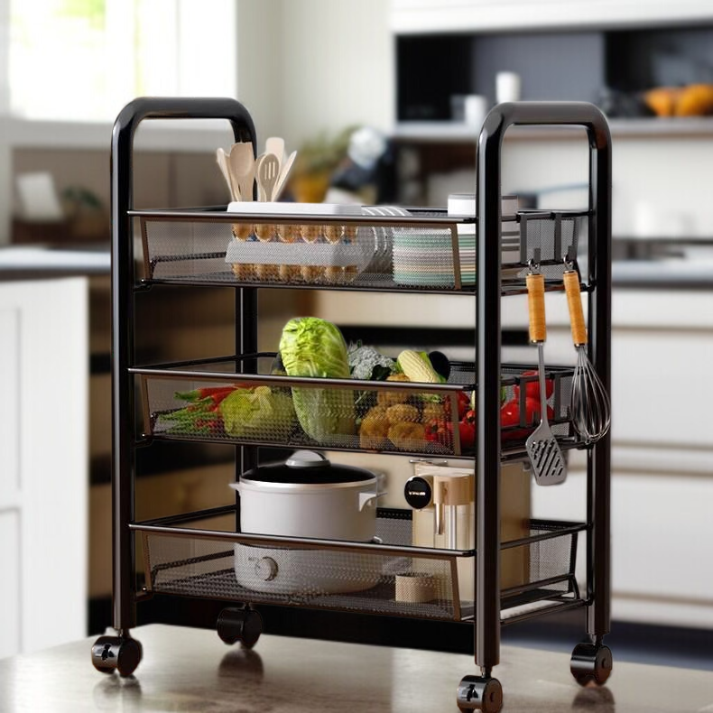 Movable rack for home bedroom living room with pulleys and table trolley simple multi-layer snack st
