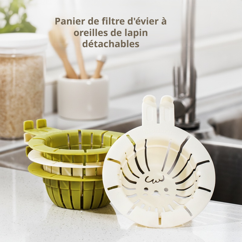 Filtre à déchets mignon en forme d’oreilles de lapin pour évier de cuisine