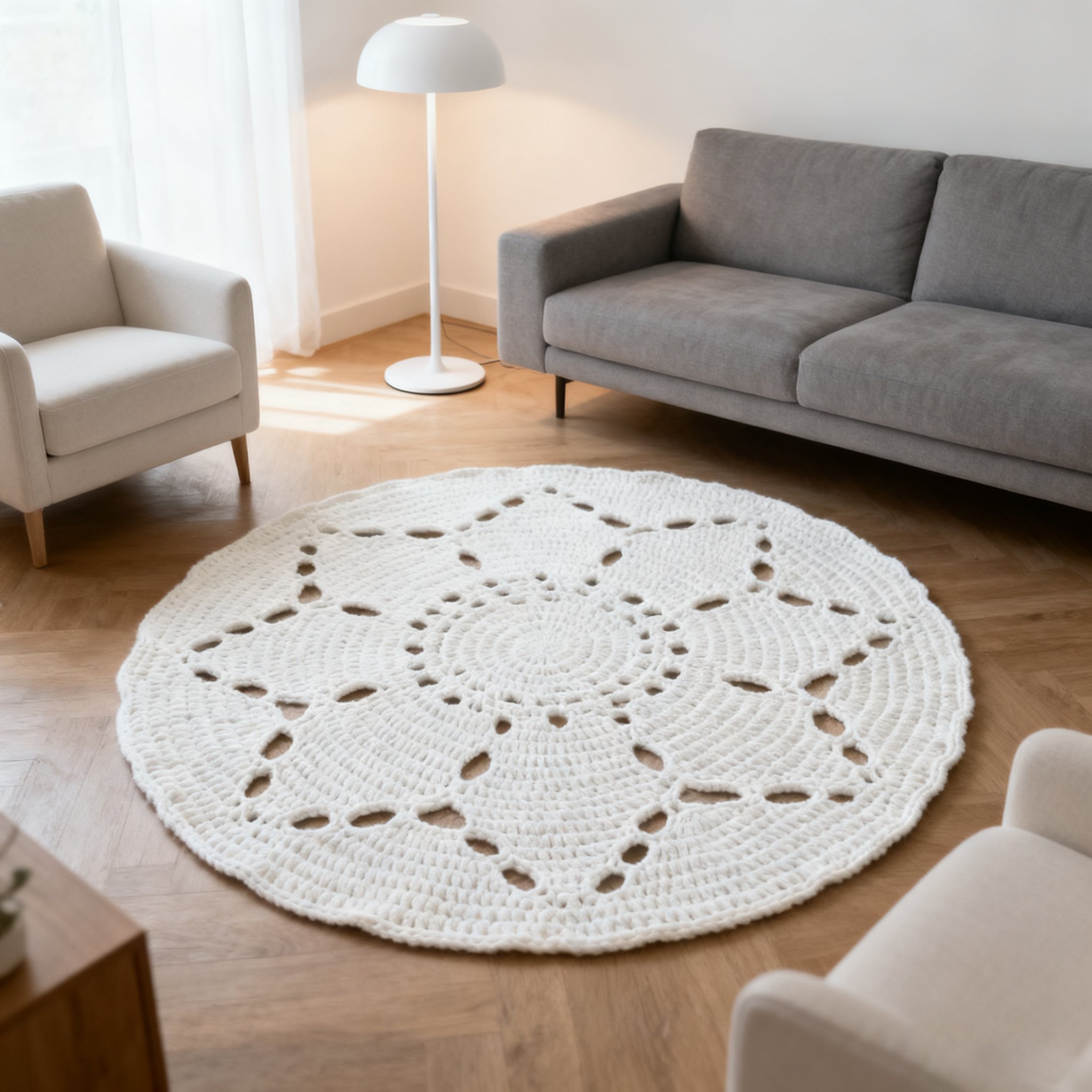 둥근 짠 러그 원형 카펫