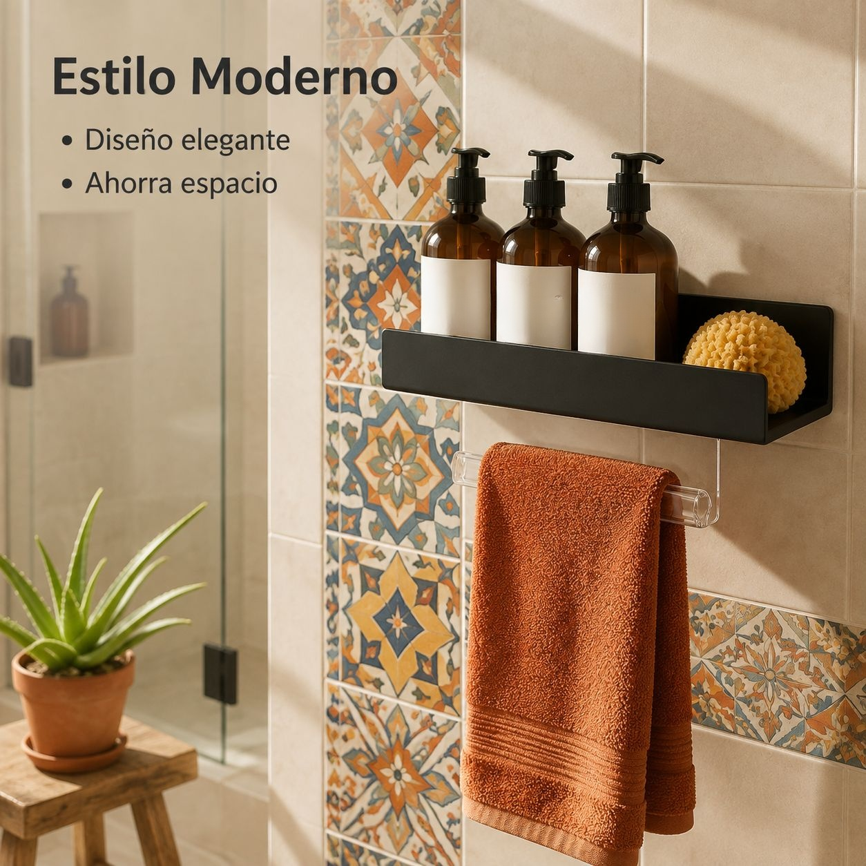 Estante de baño sin taladro, organizador para cosméticos