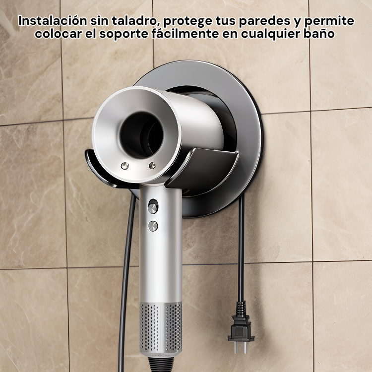 Soporte de secador de cabello sin taladro para baño, estante organizador, manos libres
