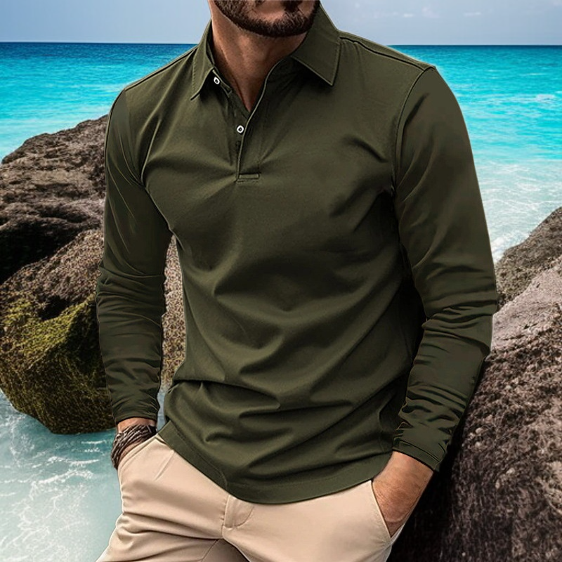 Detalle del cuello moderno en camisa deportiva masculina
