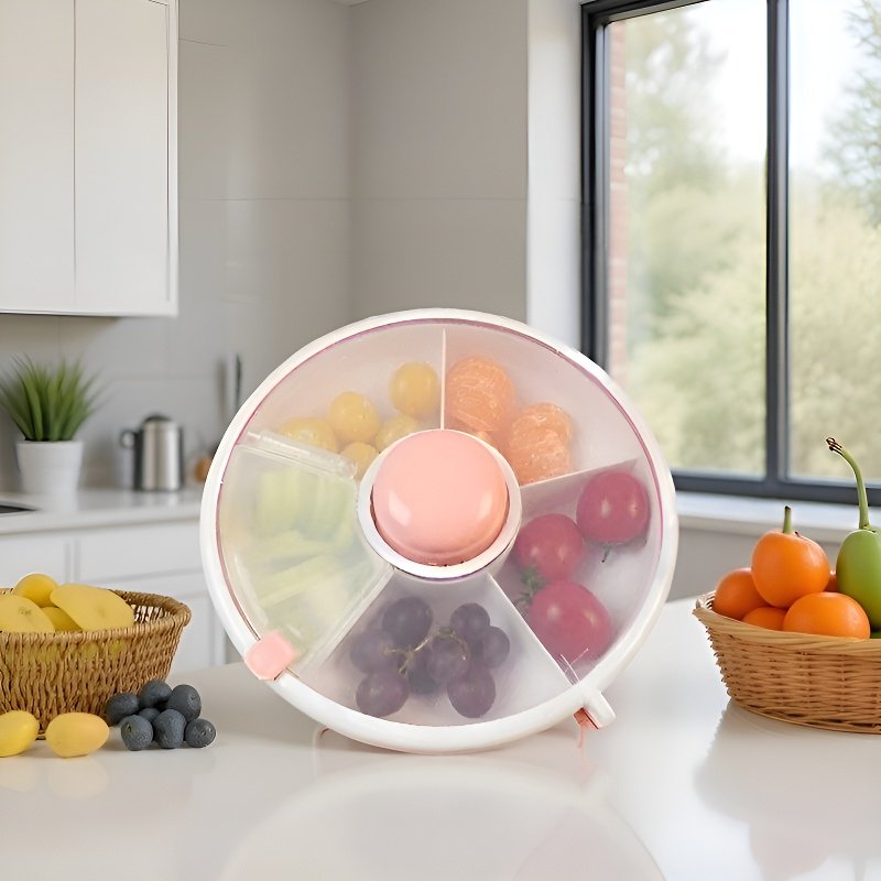 お菓子を整理できる回転収納ボックスの使用例