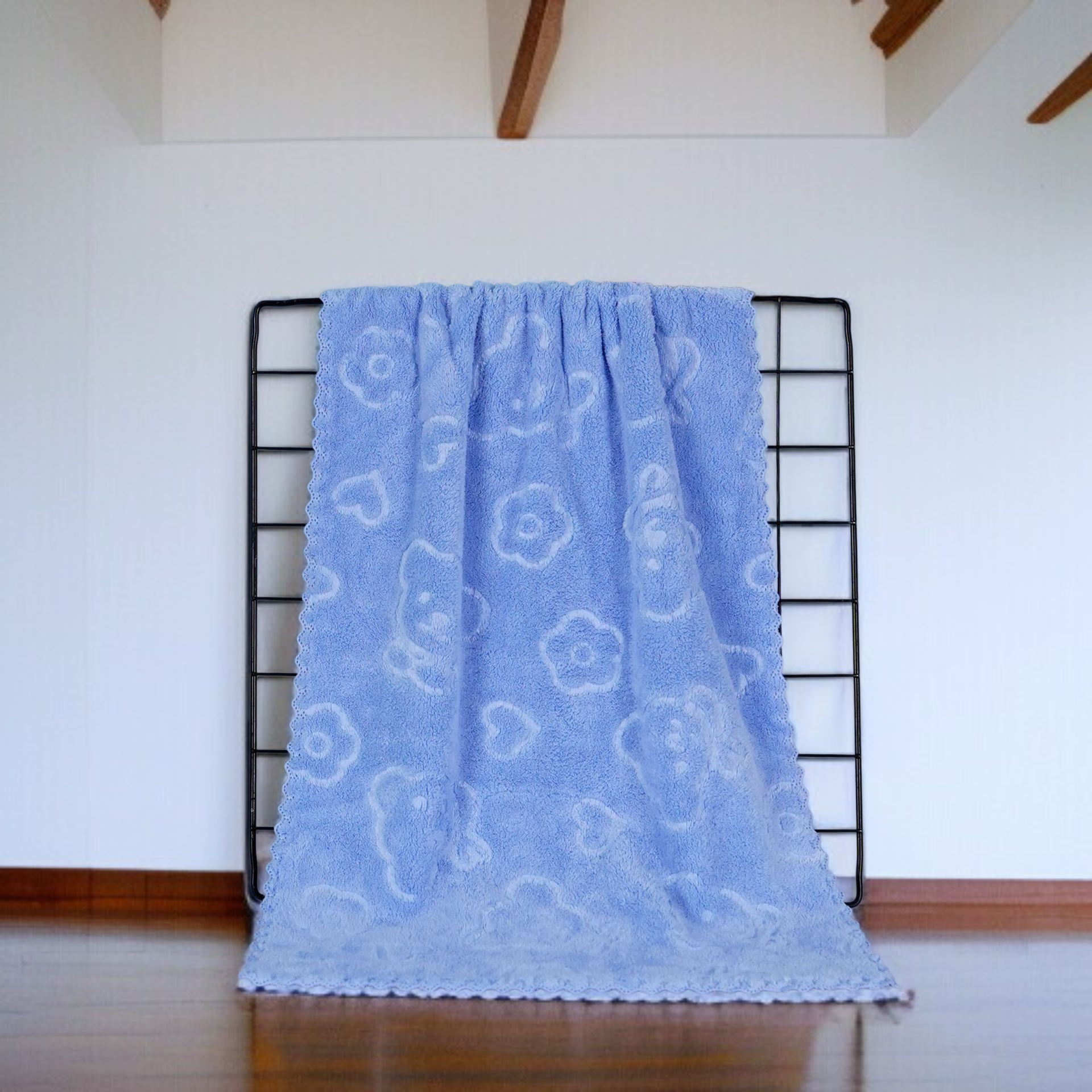 곰돌이 프린트 타월 극세사 타월