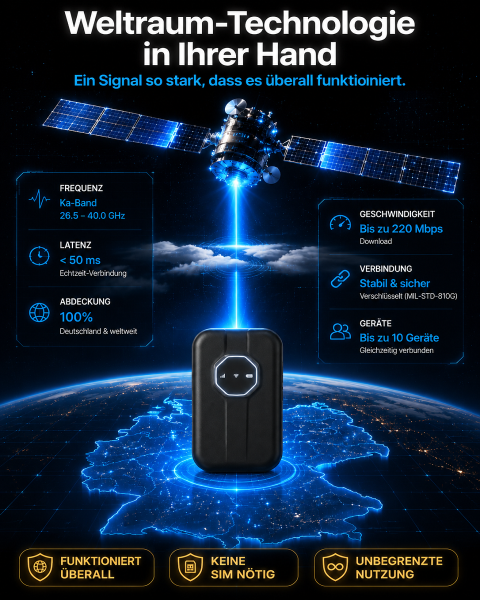 【Kein SEPA-Mandat erforderlich】Tragbares Satelliten-WLAN✨100% Abo-frei✨