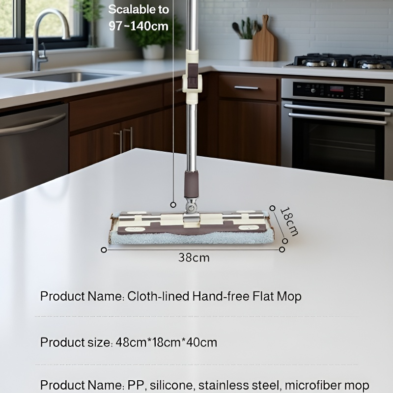  Adjustable Wet and Dry Flat Mop with Extendable Cloth Clamp