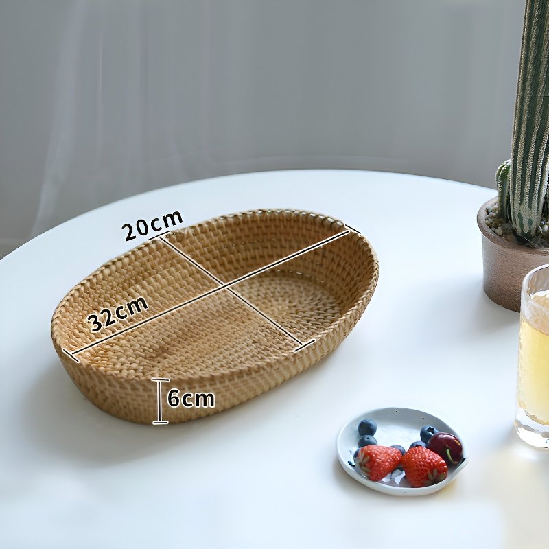 Nordic Woven Wooden and Rattan Fruit Basket