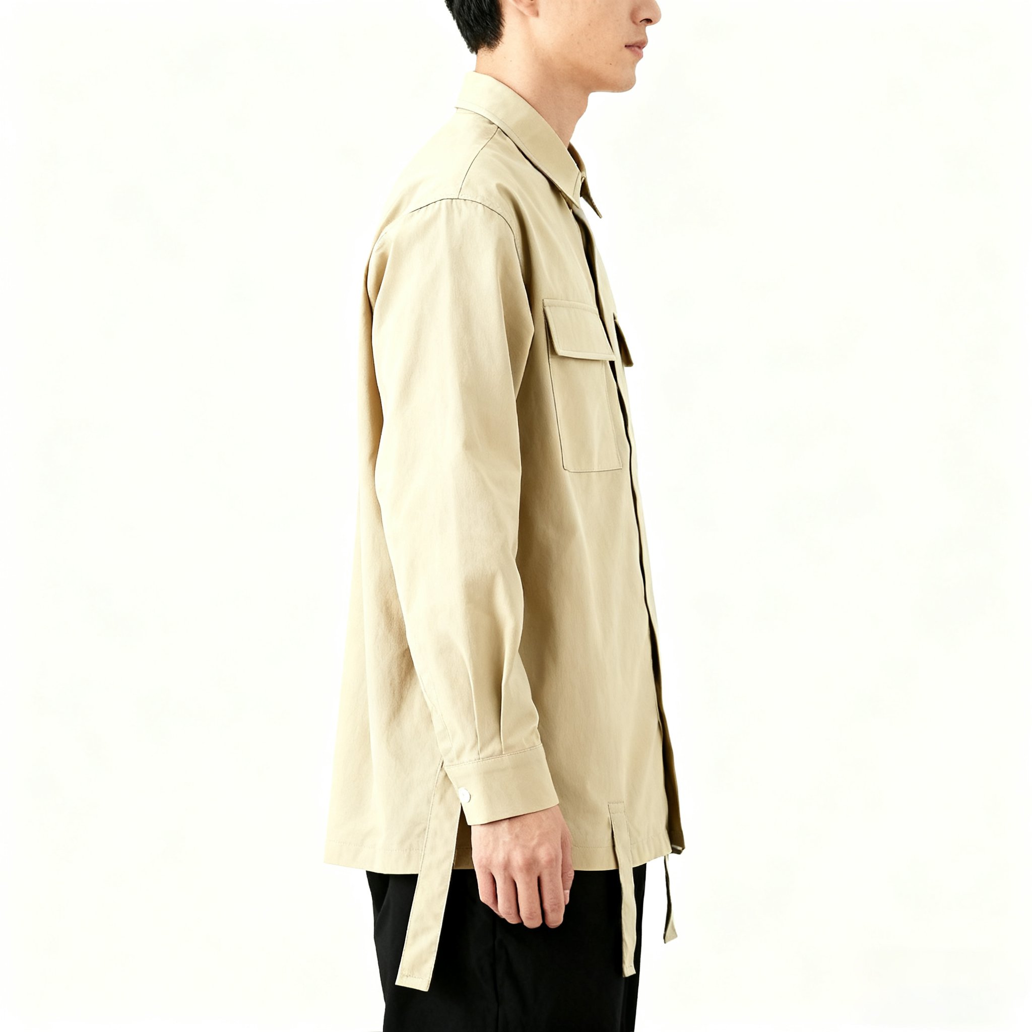 라이트 카키색 셔츠 재킷