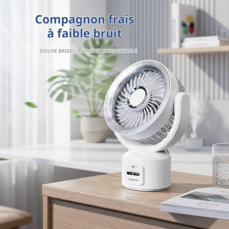 Ventilateur mini USB Lemiburg 2026, ultra silencieux, bureau/plafond, avec aromathérapie