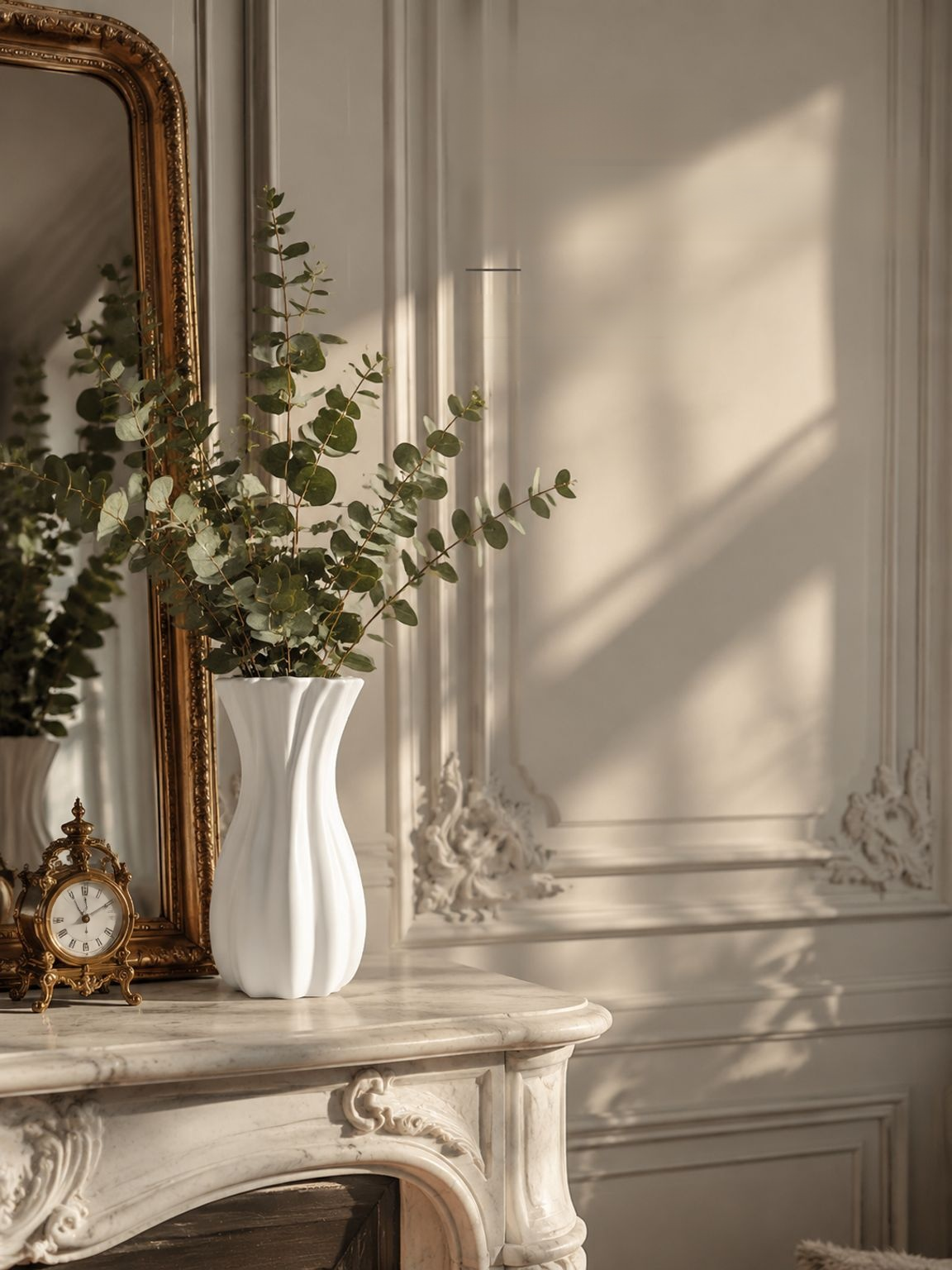 Vase sur pied en plastique style français avec fleurs artificielles rétro pour décoration intérieure