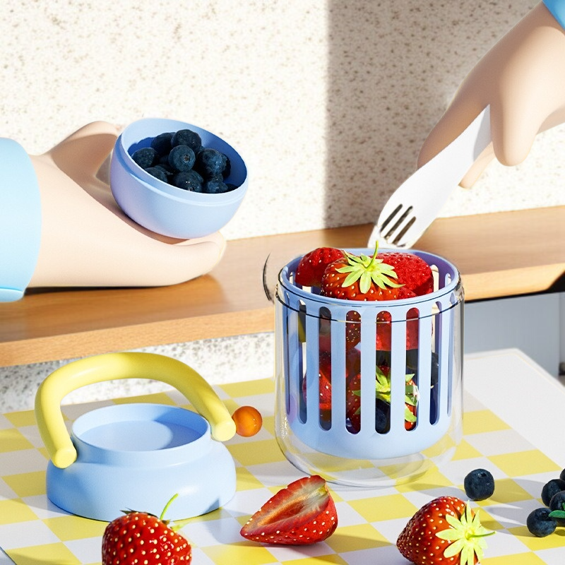 휴대용 대용량 물빠짐 샐러드컵 도시락통 지방감량 휴대용 이중 물빠짐 과일 보관함 야채컵