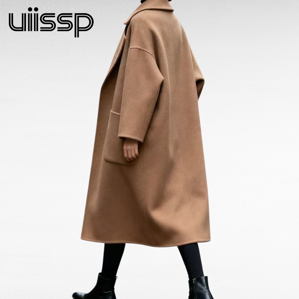 브라운 퀼팅 울 코트