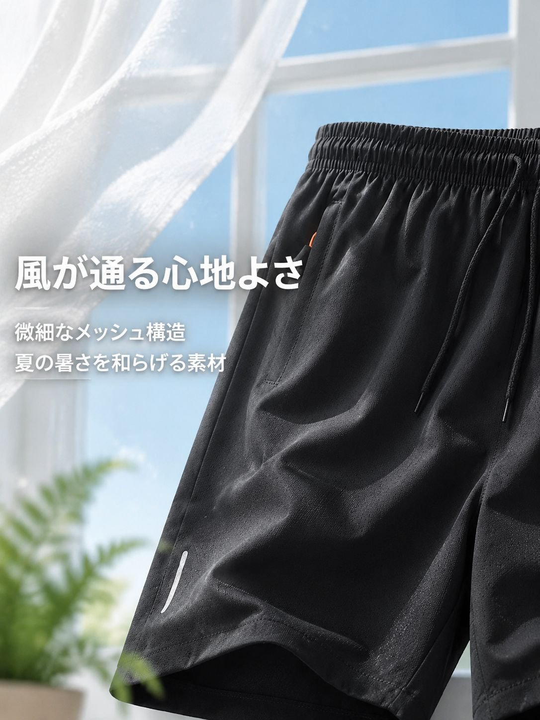 夏用通気性フィットネスランニングショーツ