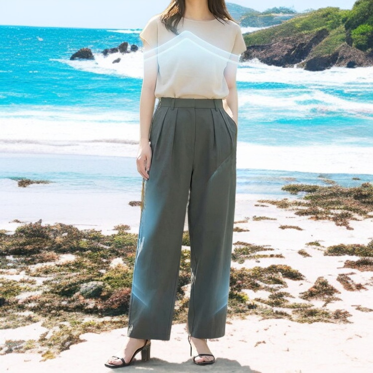 バックウエストゴム入りストレートパンツ／楽ちん＆すっきりシルエット