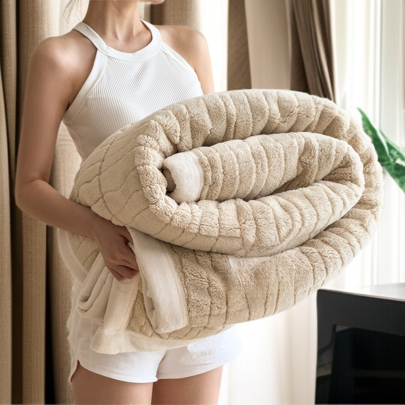 모자급 폴라폴리스 담요 융털 도톰 싱글 소파 커버 담요 겨울 에어컨 담요