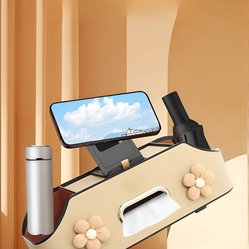 Caja de pañuelos y portavasos para respaldo de asiento de coche