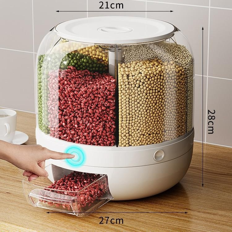 Rotatable Multi-Grain Rice Barrel, Pest-Proof and Sealed Rice Storage Container