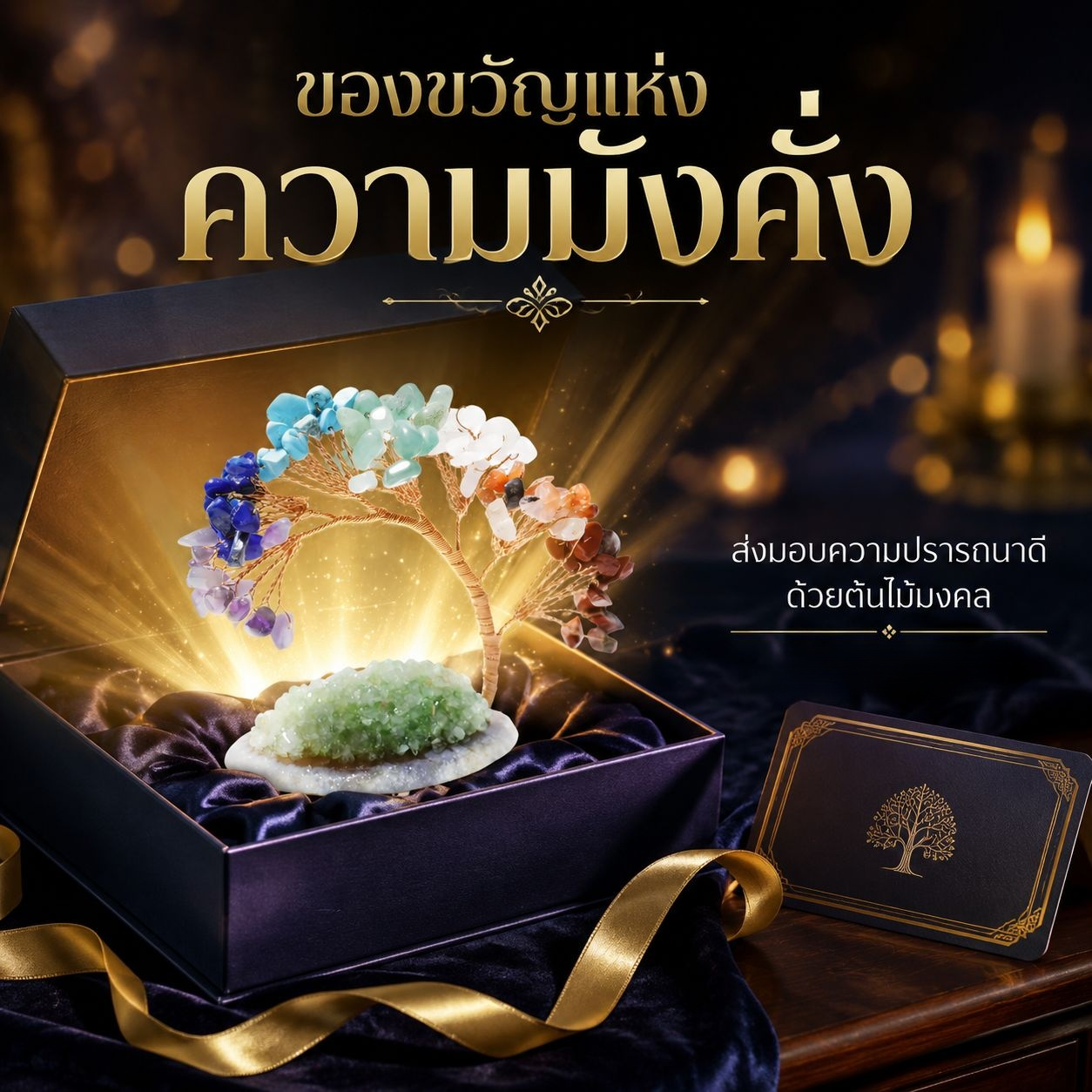 ต้นไม้คริสตัลเจ็ดสี ต้นไม้แห่งโชคลาภ ของตกแต่งบ้าน ของขวัญ